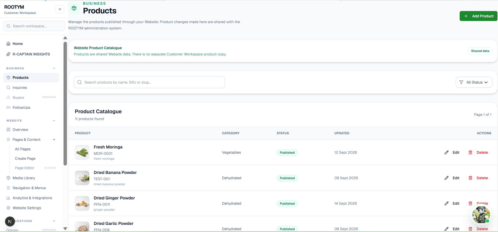 ROOTYM ExportOS product management
